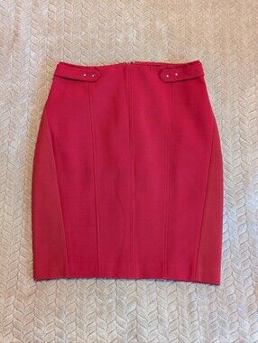 White House Black Market Red Pencil Mini Skirt Fully Lined Size 4